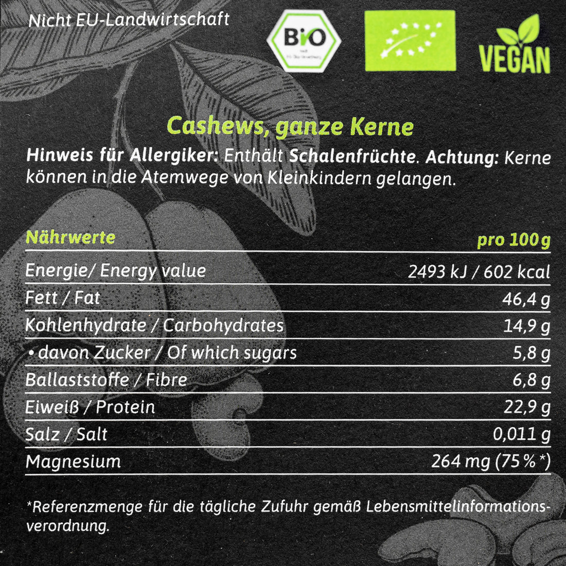 BIO Cashewkerne Premium Qualität im Großpack 22,68kg